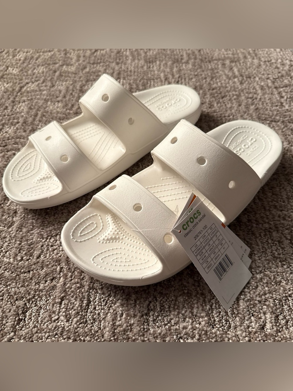 CROCS Double Strap Slide Sandals in White